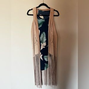 NWT - Jessica Simpson Suede Fringe Vest in Apricot - XS